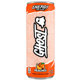 Ghost Energy Peach flavor can on a white background