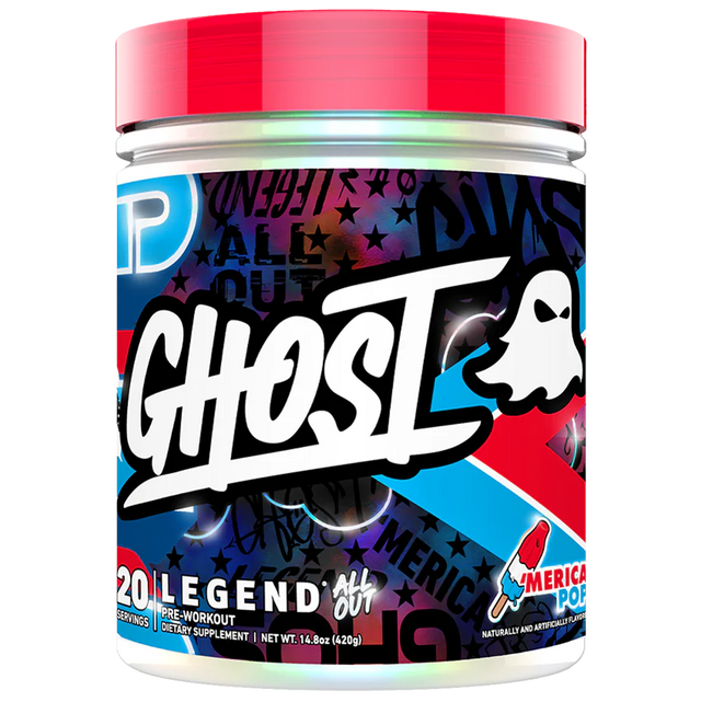 Ghost Legend supplement container with colorful label on a white background
