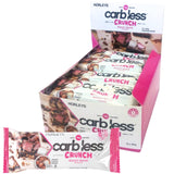 Box of Horleys carb less Crunch Rocky Road protein bars on a white background