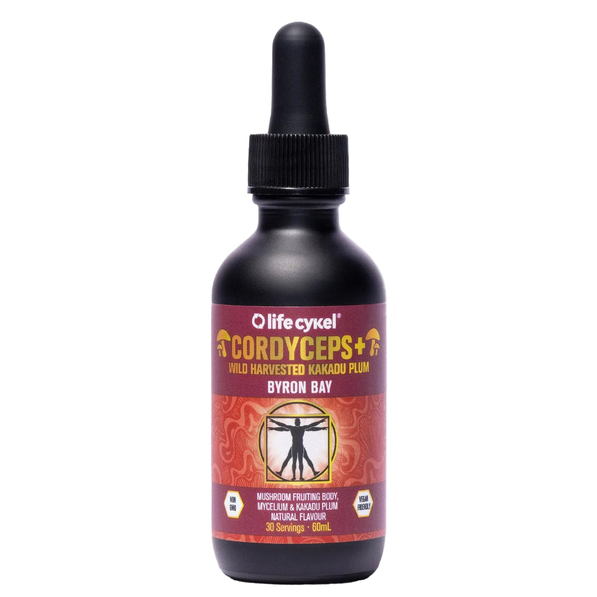 Bottle of Lifecykel Cordyceps supplement on a white background