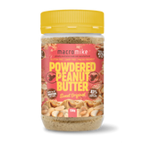 Jar of Macromike Powdered Peanut Butter on a white background