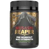 Musashi Reaper pre-workout supplement container on a white background