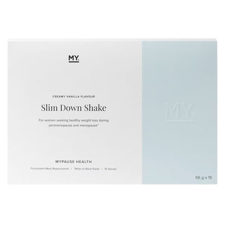 Slim Down Shake package with 'MY.' branding on a white background