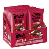 Box of Noway Collagen Protein Jelly Bars with cherry coconut flavor on a white background