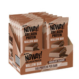 Display of NOWAY! Collagen Protein Mallow Bars in a box on a white background
