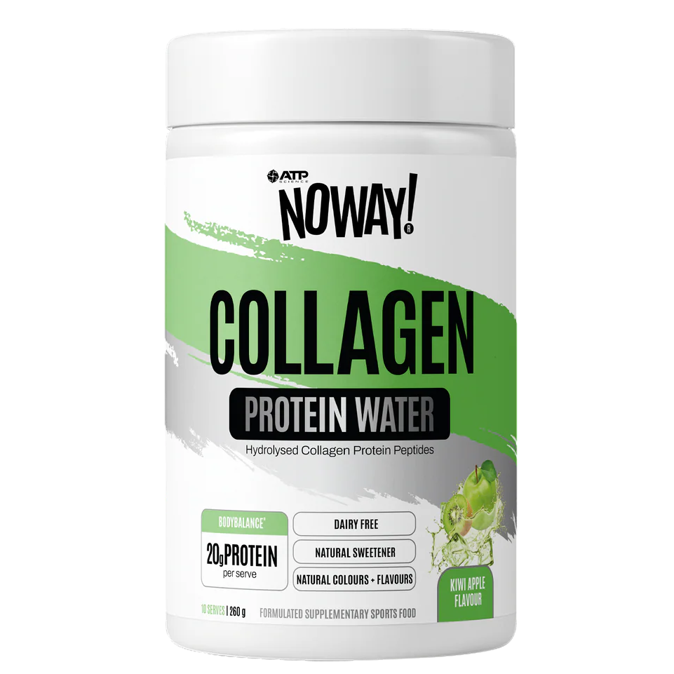 Container of Noway Collagen Protein Water on a white background