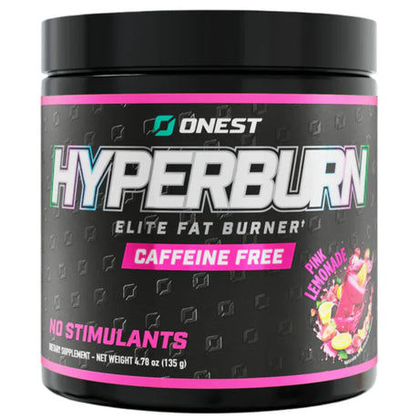 Onest Hyperburn Elite Fat Burner container with pink lemonade flavor on a white background