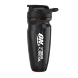 Black shaker bottle with Optimum Nutrition logo on a white background