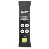 A single ATP Nutrition Performance Hydration sachet in lemon lime flavor, shown vertically against a plain white background.
