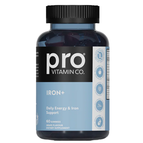 Pro Vitamin Co. Iron+ supplement bottle on a white background