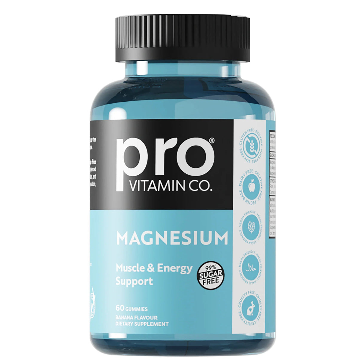 Bottle of Pro Vitamin Co. magnesium supplement on a white background