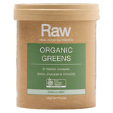 Container of Raw Organic Greens on a white background