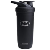 Black shaker bottle with Batman logo on a white background