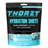 Thorzt hydration shots packaging with blue lemonade flavor on a white background