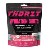 Thorzt Hydration Shots packaging with black and pink design on a white background