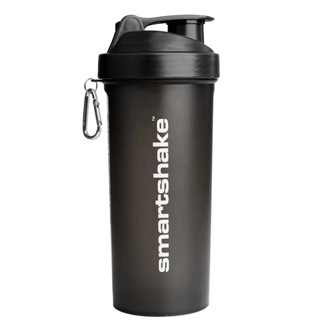 Black smartshake shaker bottle on a white background