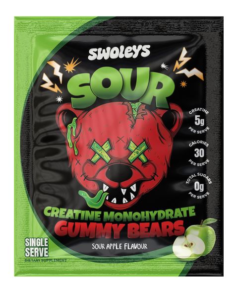 1x Swoleys Creatine Monohydrate Sour Gummy Bears Single Sachet (Random Flavour) *Gift*