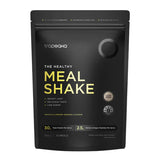 Black package of Troopeaka meal shake banana flavour with yellow text on a white background