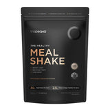 Black package of Troopeaka meal shake rich double choc flavour on a white background