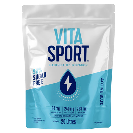 Vita Sport Electro-Lite Hydration package with blue and white design