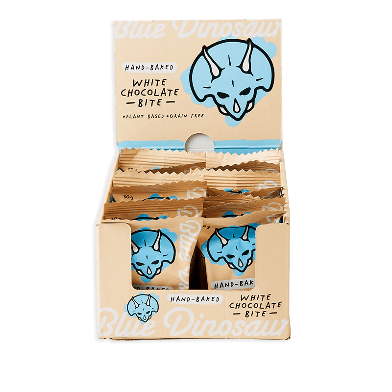 Blue Dinosaur Bites 18 Pack / White Chocolate