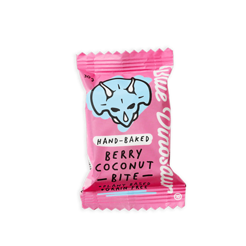 Blue Dinosaur Bites Single / Berry & Coconut