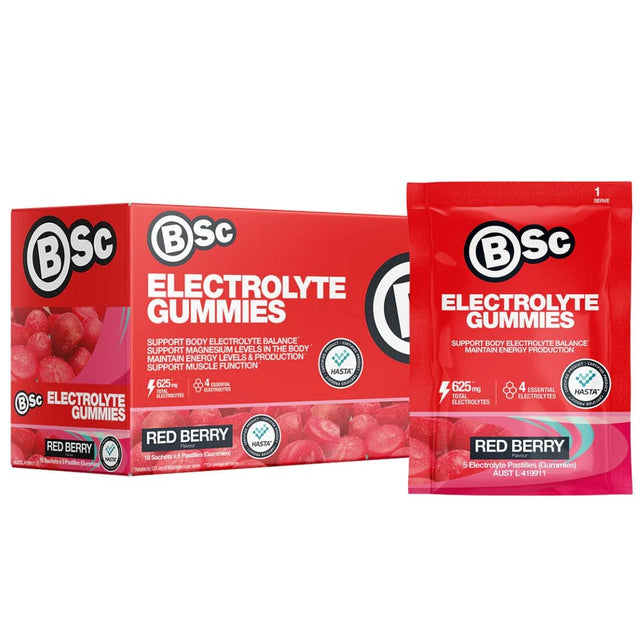 BSc Electrolyte Gummies Red Berry / Box of 18 Sachets