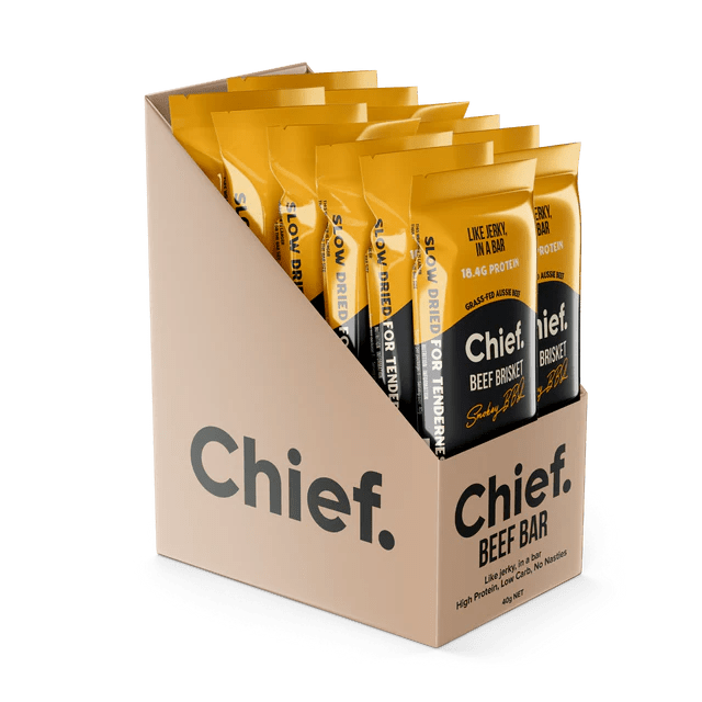 Chief Organic Grass-Fed Beef Bar 12 Box / Smokey BBQ