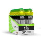 Box of SIS (Science in Sport) energy and electrolyte packets on a white background