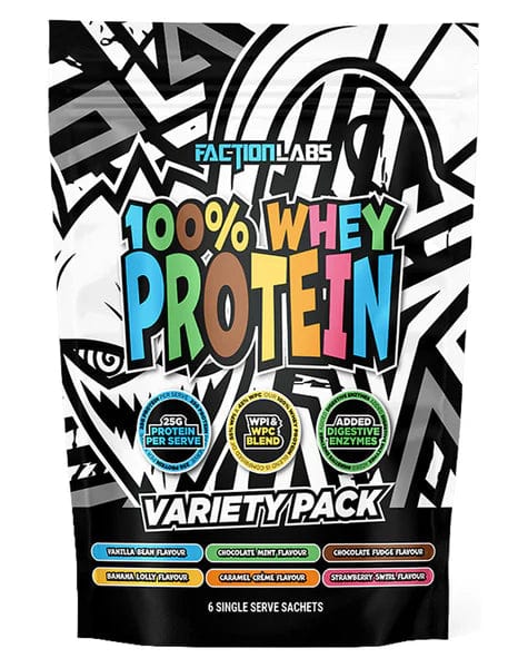 Faction Labs 100% Whey Protein Variety Pack / 6x Sachet Variety Pack