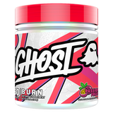 A container of Ghost Lifestyle Burn V3 Thermogenic Fat Burner with a white and red design and a watermelon flavor indicator.