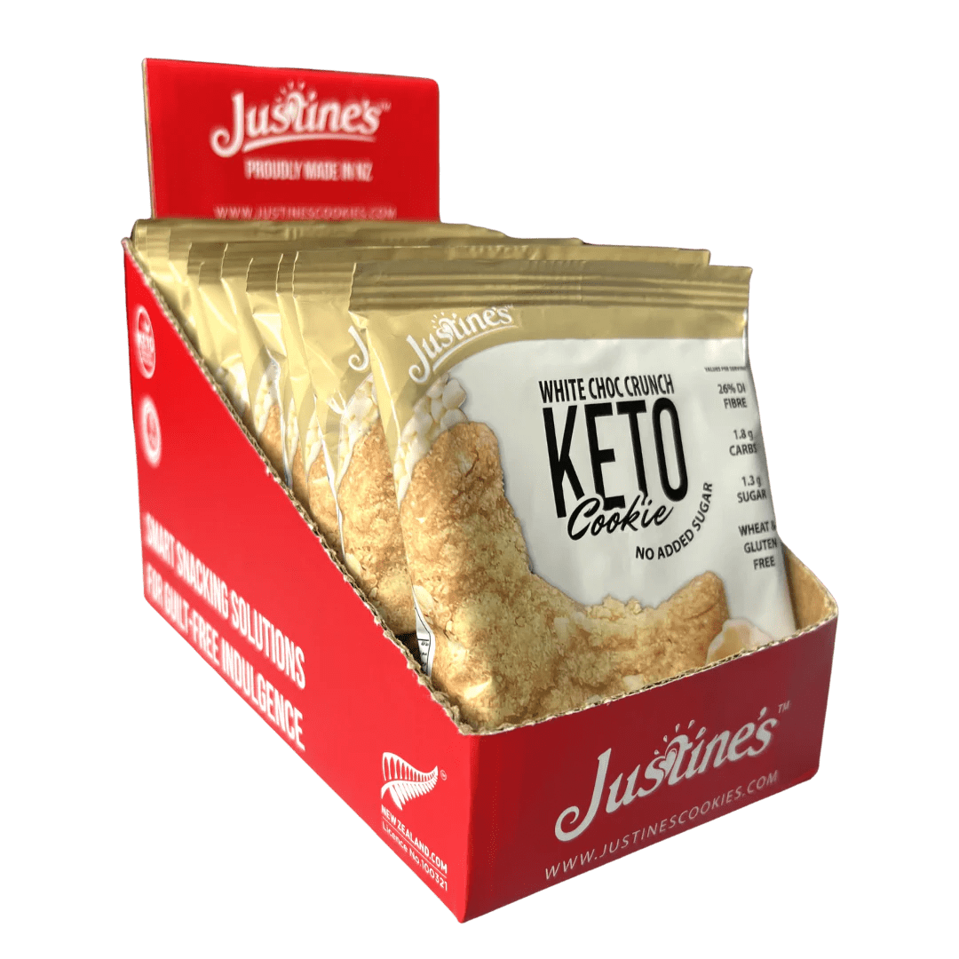 Justines Keto Crunch Cookie White Choc Crunch / Box of 12