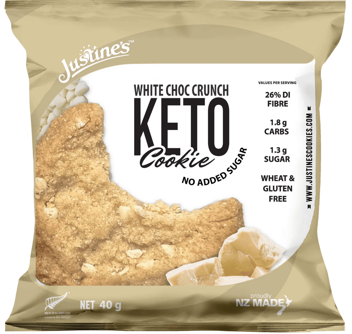 Justines Keto Crunch Cookie White Choc Crunch / Single