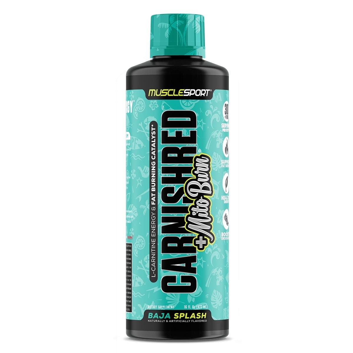 MuscleSport CarniShred + MitoBurn Liquid Non-Stim Fat Burner Baja Splash