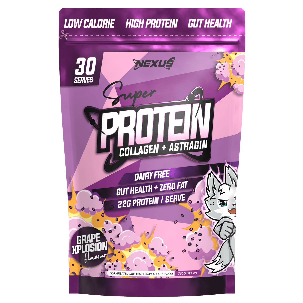 Nexus Sports Nutrition Super Protein Collagen Water Grape Explosion