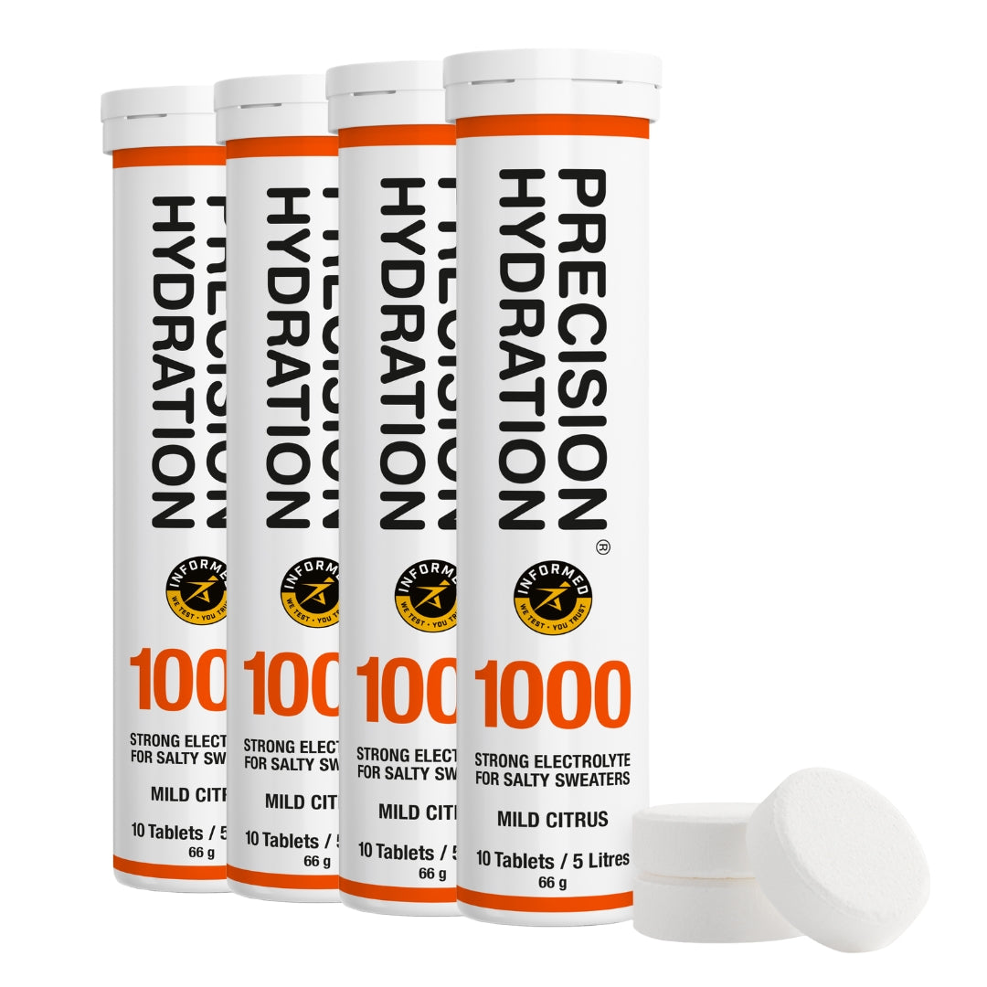 Four tubes of Precision Hydration 1000 on a white background
