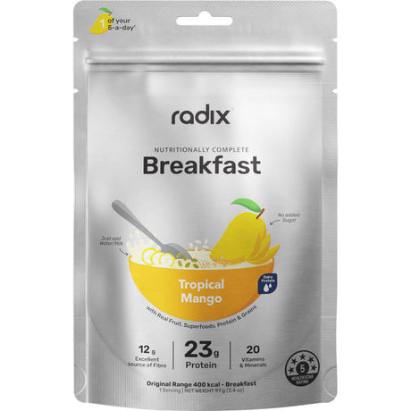 Radix Tropical Mango breakfast package on a white background