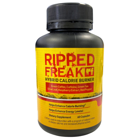 Supplement bottle labeled 'Ripped Freak' on a white background