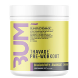Pre-workout supplement container labeled 'Bum' on a white background
