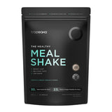 Black package of Troopeaka meal shake on a white background
