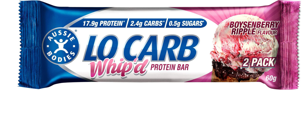 Aussie Bodies Lo Carb Whip'd Bars 12x60g Boysenberry