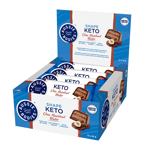 Aussie Bodies Shape Keto Wafer Bars 12 Box Hazelnut