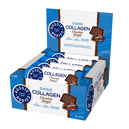 Aussie Bodies Shine Collagen Bars 12 Box Chocolate Delight