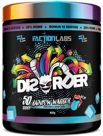 Faction Labs Disorder Pre-Workout Rainbow Warrior - Bubblegum Ice Cream
