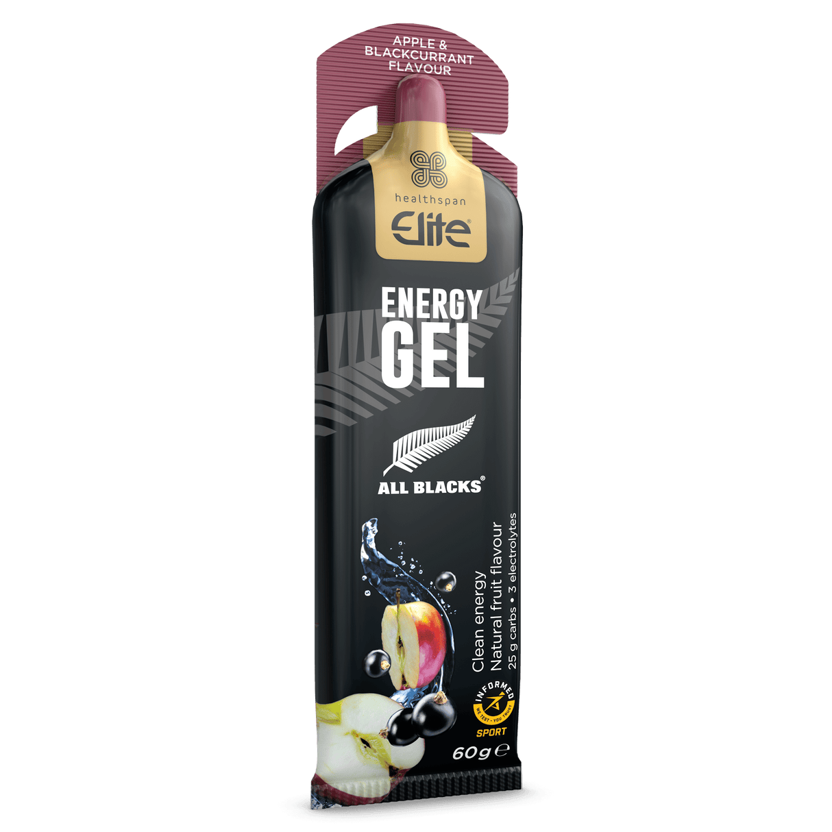 Healthspan Elite All Blacks Energy Gel - 24 Pack Apple & Blackcurrant