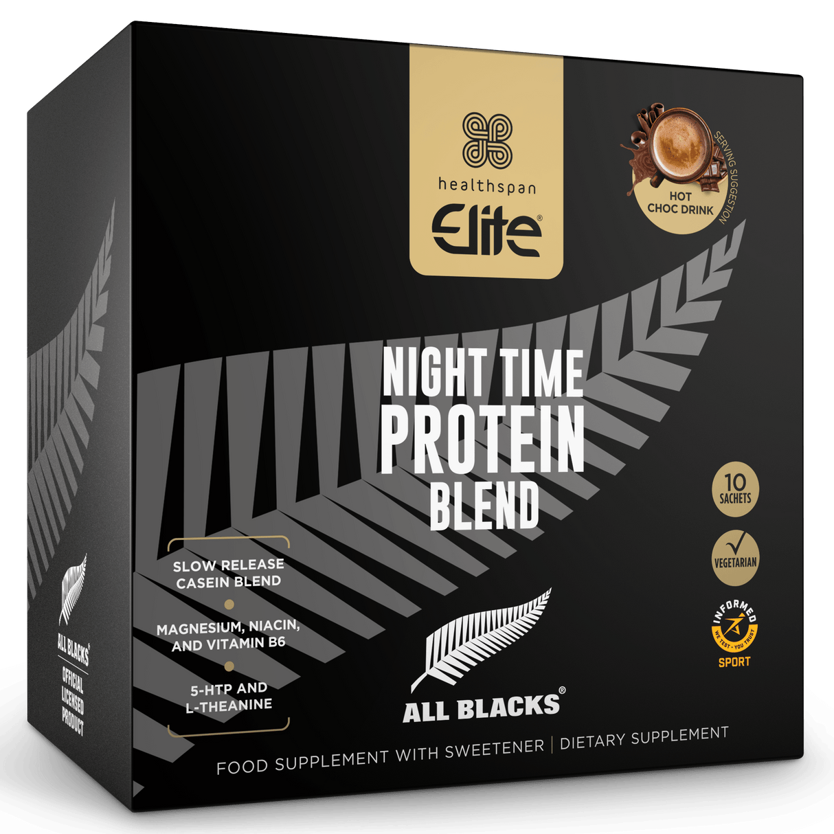 Healthspan Elite All Blacks Night Time Protein - 10 Pack
