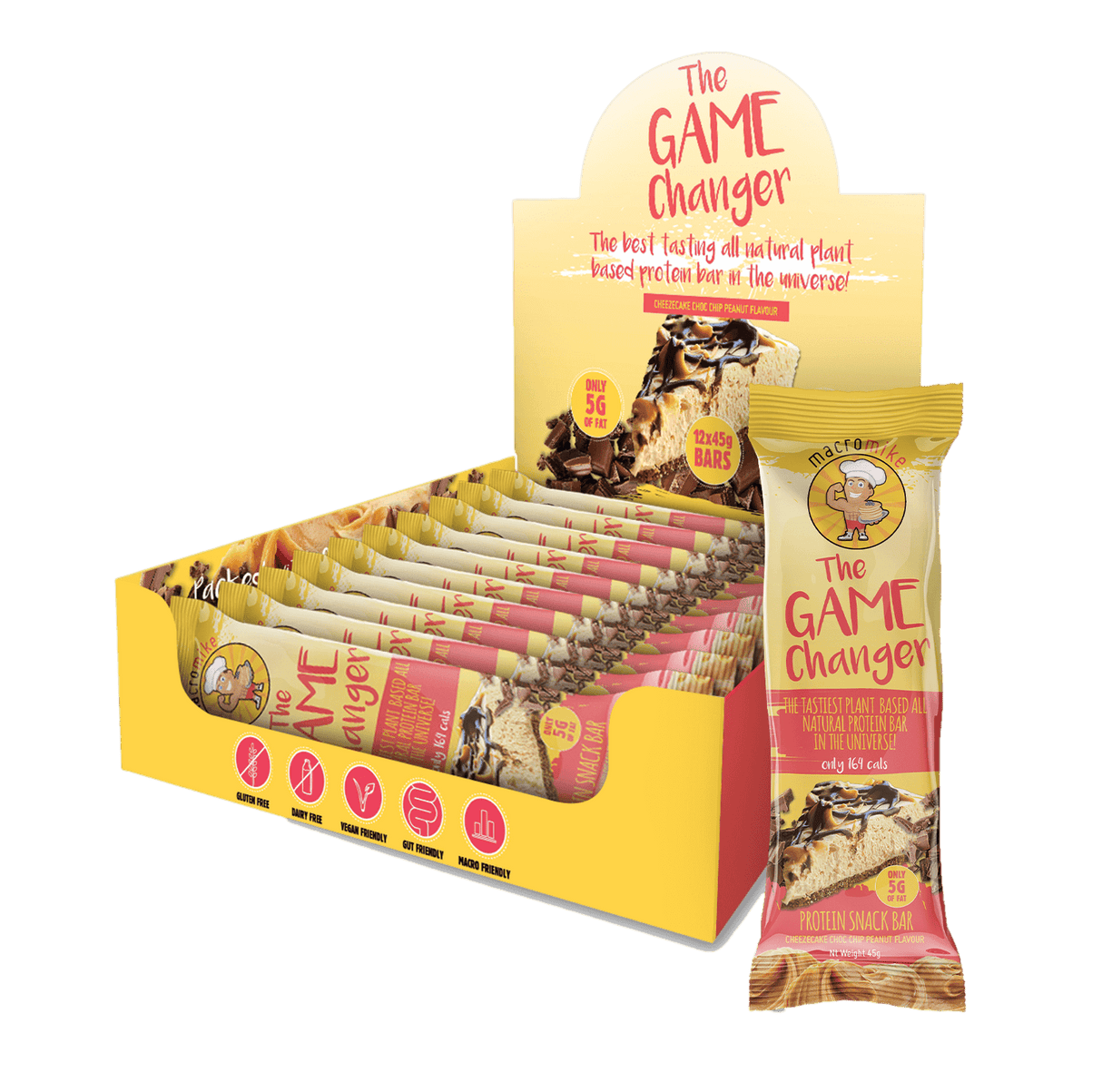 Macro Mike The Gamechanger Protein Bars Cheezecake Peanut Butter Choc Chip