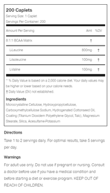 MT Essential Series Platinum BCAA 8:1:1 200ct
