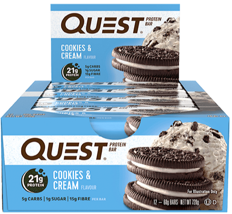 Quest Protein Bars Box of 12 Cookies and Cream