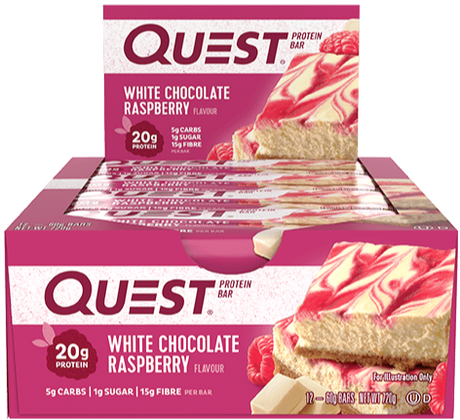Quest Protein Bars Box of 12 White Chocolate Raspberry